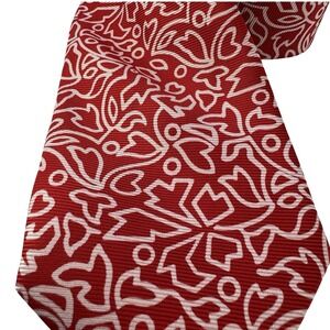 Drakes London for Ben Silver Silk Tie Red White Abstract Hand‎ Sewn England